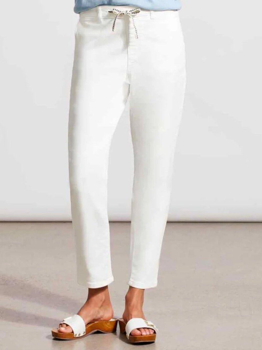 White Tribal Audrey Mid Rise Jeans with Drawstring Size 14
